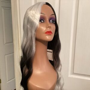 Wig Synthetic Black & White Ombré